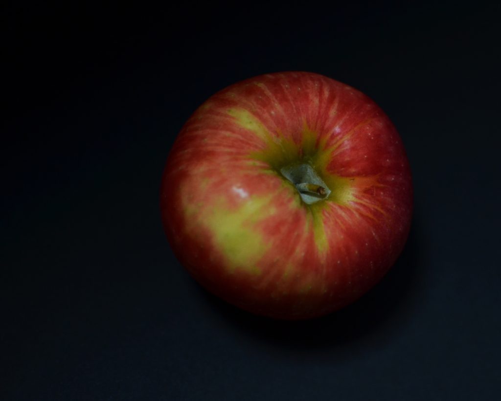 Apple with black background