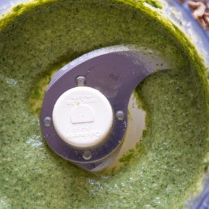 Pesto in food processor bowl